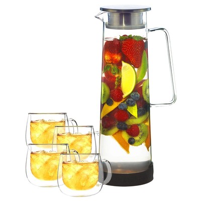 GROSCHE BALI Infused Water Pitcher + FRESNO Double Wall Glass Mug Bundle. |3123