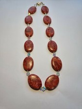 Coral And Crystal Necklace