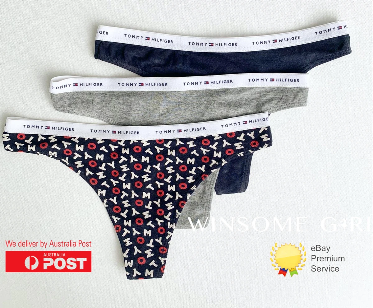 3X Pack Tommy Hilfiger Women's Cotton Thong Underwear Panties