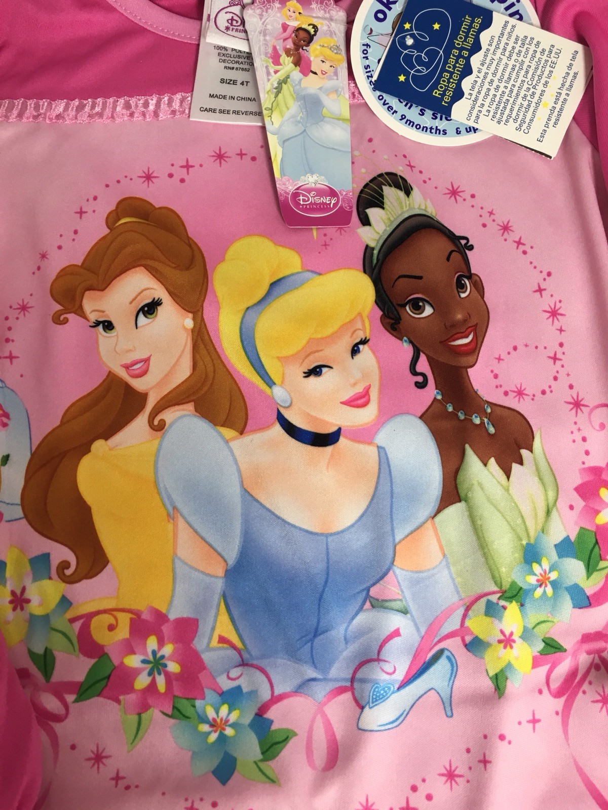 Disney Princess Pajamas Sleepwear Girls 2pc Set Size 4T Polyester New