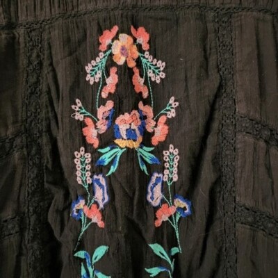 free people perfectly victorian embroidered mini dress Free People Perfectly Victorian Embroidered Mini Dress Black Size Small