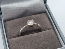 9ct White Gold 0.5ct Diamond Solitaire Ring Size M + Appraisal