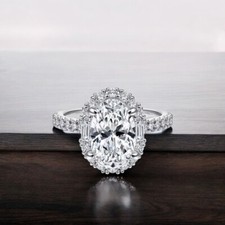 Oval Cut 2.75 Carat Diamond Engagement Platinum Ring Lab Grown IGI 950 E F VVS2