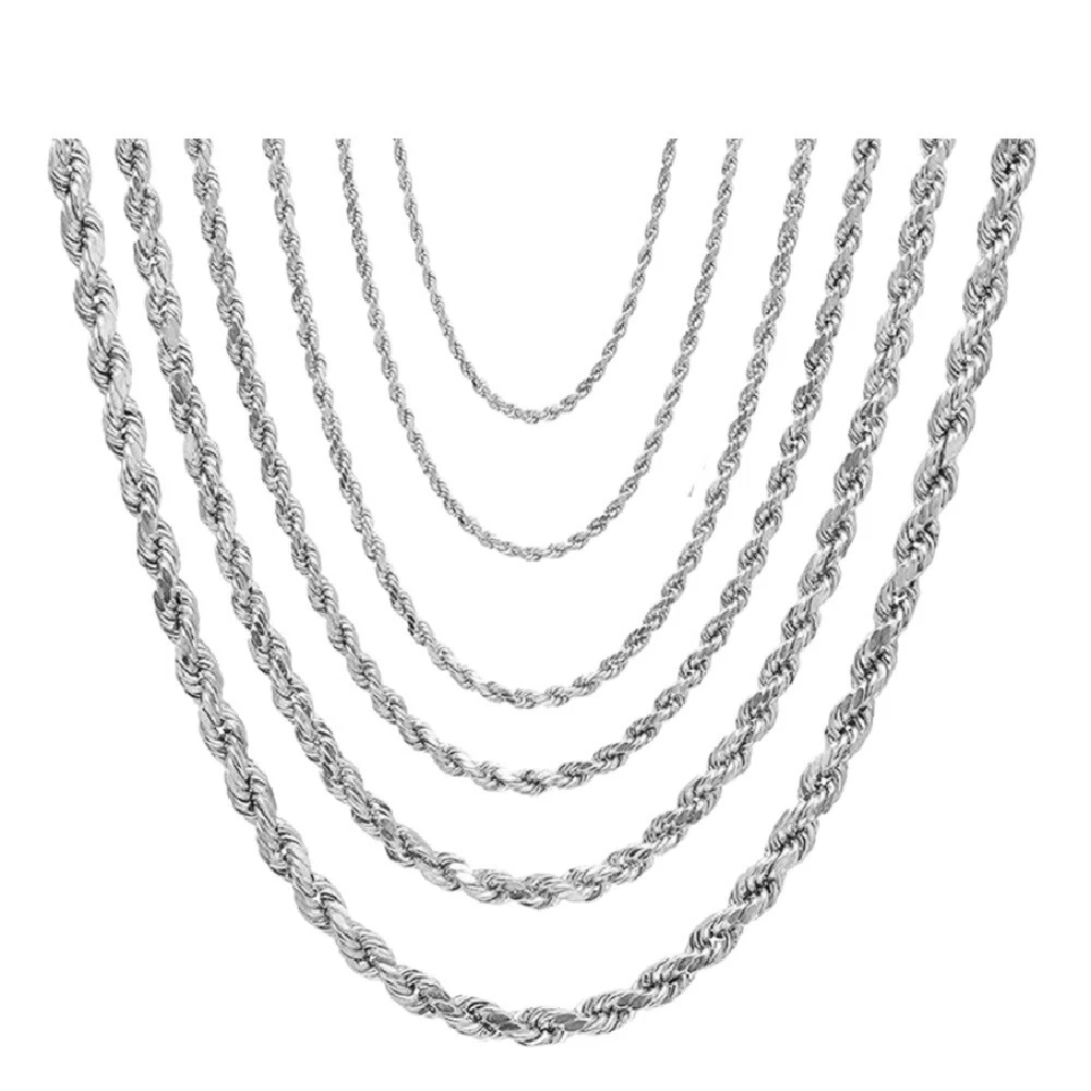 18K White Gold Plated GP HypoAllergenic 4mm wide Chunky Rope Chain Necklace T445