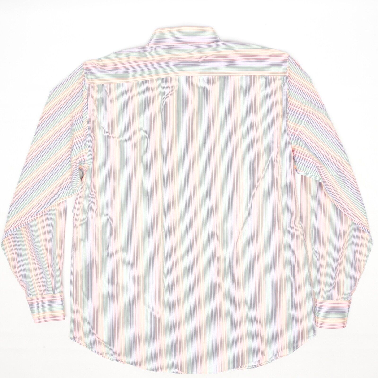 Davide Cenci Mens Shirt 15/33 Rainbow Stripe Cotton Button Front Spread  Collar