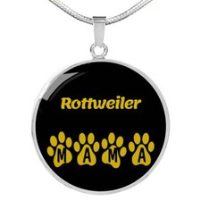 Rottweiler Mama Circle Necklace Stainless Steel or 18k Gold 18-22" Dog Owner Lo