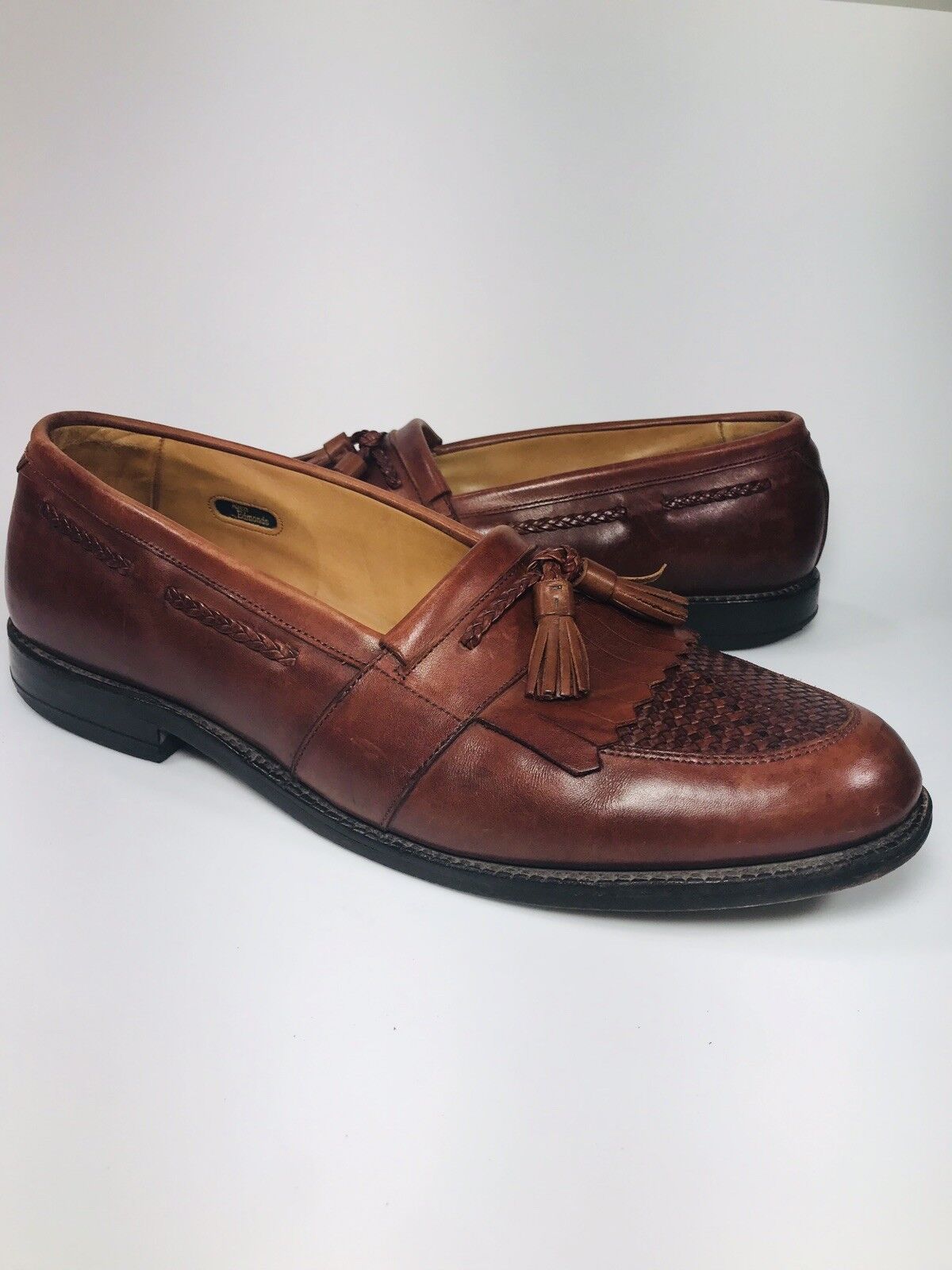 Allen Edmonds Cody Cheap mail order sales Brown Leather Shoe Woven Loafers Tassel Dress Courier shipping free shipping