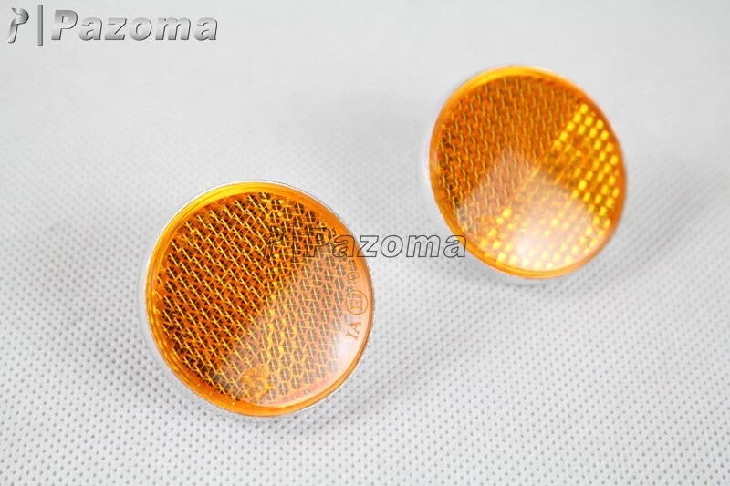 1 Par Reflector Redondo Ámbar 41mm Diámetro Universal Moto ATV UTV Dirt Bike Foto 2 de 4