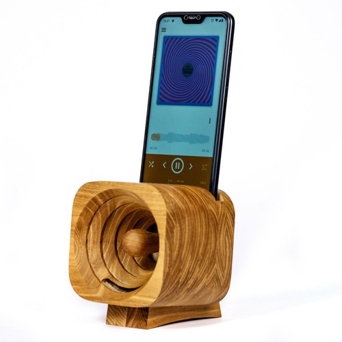 Wooden Phone Speaker iPhone Holder Passive Amplifier Handmade Phone