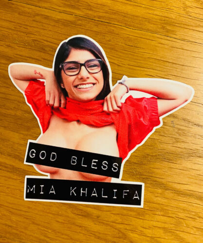 GOD BLESS MIA KHALIFA Naklejka Naklejka Porno Sex Titts Fun Auto Fun Tube Pu110 - Zdjęcie 1 z 2