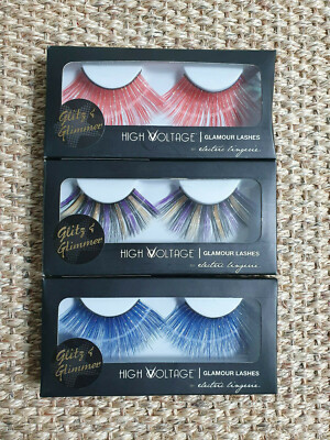 6x Knstliche Wimpern Federn rot blau wei bunt Glitzer lang XXL extrem  Eyelash | eBay.de