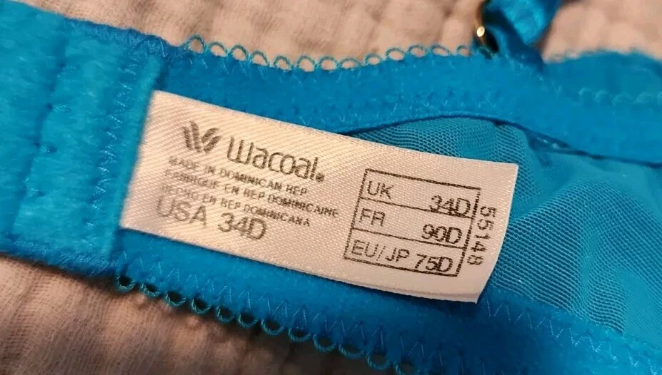 Sujetador Wacoal Luxe Azul Encaje Bordado Talla 34D Estilo 55148 Intriga Con Aros Foto 3 de 3