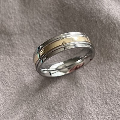 Triton 2 Tone Titanium & 10k Yellow Gold wedding band | eBay