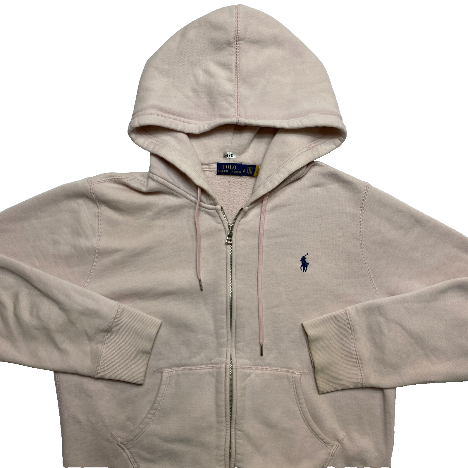 PONY Polo Ralph Lauren felpa con cappuccio donna L rosa manica lunga full zip