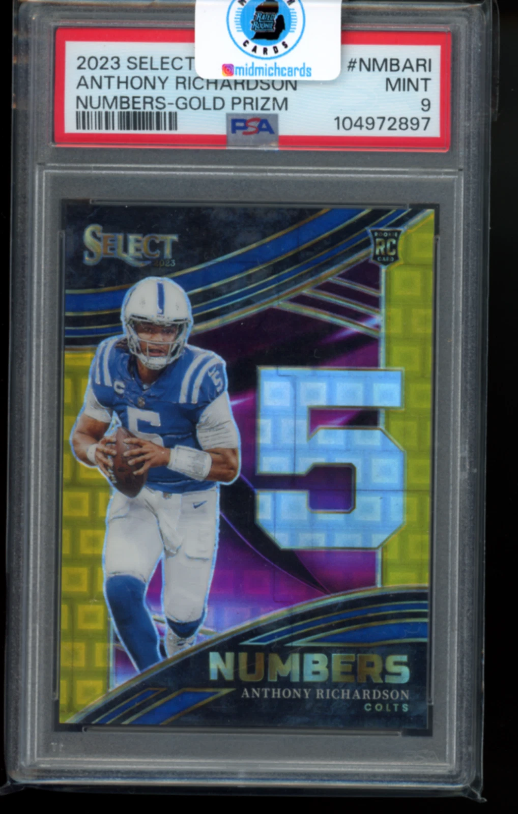 Anthony Richardson Panini Select Select Numbers #NMBARI Gold Prizm