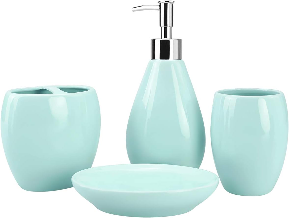4-Piece Ceramic Bathroom Accessory Set, Bathroom Accessories Set Includes Soap D