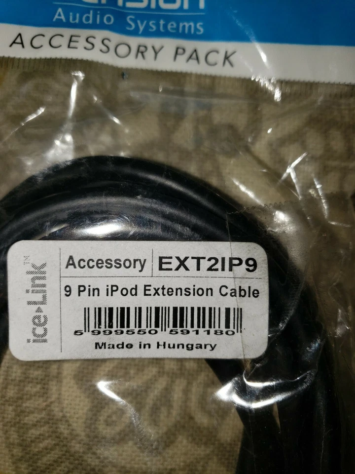 Cable de extensión estéreo para iPod de 9 pines Dension EXT2IP9 para auto para adaptadores de puerta de enlace nuevo Foto 2 de 2