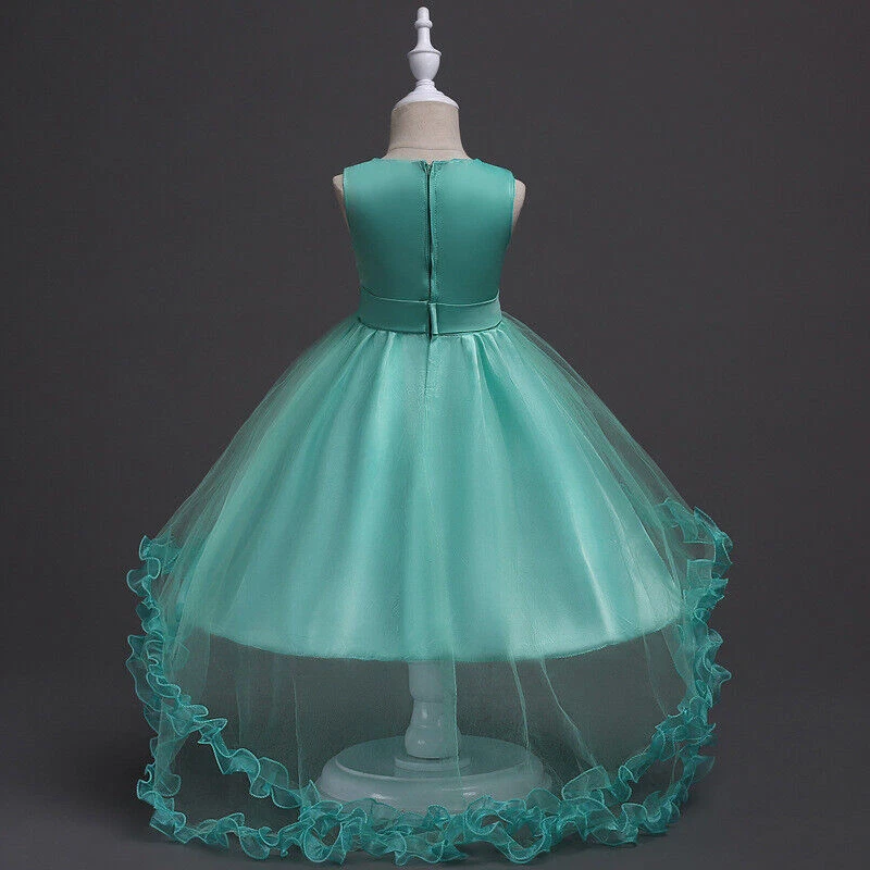 Детское шифоновое платье для девочки с цветком плиссированное свадебное платье для подружки невесты на день рождения вечеринки - Изображение 3 из 4