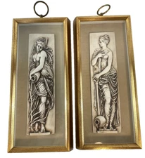Neoclassical Muses After Goujon Nymphs Greek Roman Relief Under Framed Glass