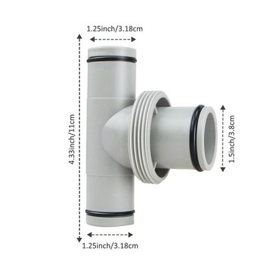 Pool Hose Adapter T Shape Threaded Pump Connector 1.5in To 1.25in Connection SET