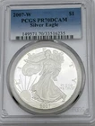 2007-W American Silver Eagle ASE PCGS PR70 DCAM West Point .999 Proof