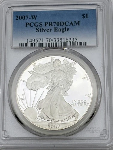 2007-W American Silver Eagle ASE PCGS PR70 DCAM West Point .999 Proof
