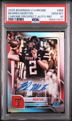 BEHREN MORTON RC 2025 BOWMAN U CHROME REFRACTOR ROOKIE AUTO SP 93/299 PSA 10 GEM