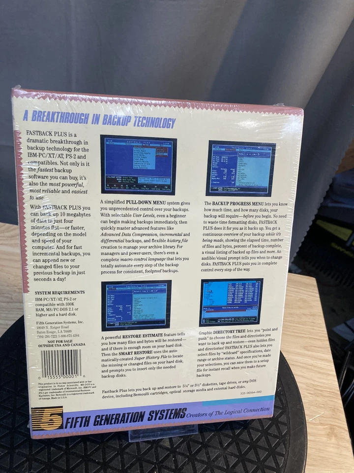 Fastback Plus Backup Software For IBM-PC/XT/AT, PS-2- Brand New-Factory Sealed - Image 2 of 4