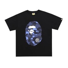 A Bathing Ape Black Blue Camouflage Graphic Ape Head Logo Men's T-Shirt