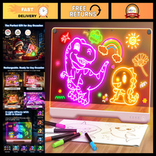 16" Rechargeable LED Drawing Board, 9 Color Modes, Light Up Doodle Pad, Art Gift