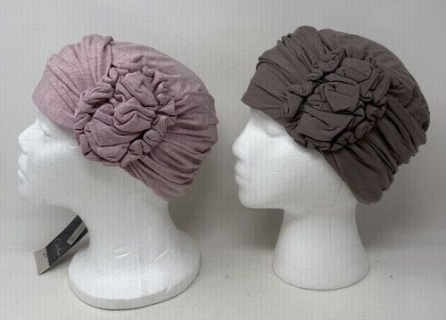 Christine Kopfbedeckungen 2er Set Lotus Turban Braun Taupe & Rose Melange Rosa Neu - Bild 2 von 7