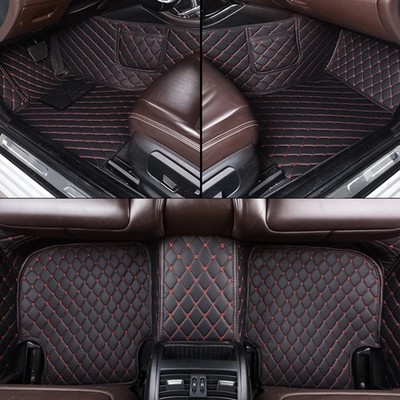 Car Floor Mats For BMW X6 E71 2007-2014 PU Leather Black Red 1set