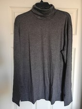 Men's Turtleneck Pullover Long Sleeve T-Shirt Dark Gray Size Large