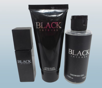 BLACK INTENSE AFTER SHAVE 2 OZ, PARFUM, SHOWER GEL 2.55 OZ 3PCS TRAVEL SET