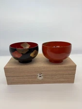 Hotei Couple Soup Bowl Plum Pottery F/S FEDEX