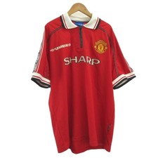 Umbro Manchester United SHARP Shirt 38 Red Short Sleeve Collared Zip Up NP Used