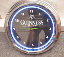 Tolle, dekorative GUINNESS BIER Wanduhr Neonuhr - mit blauer Neon-Beleuchtung!