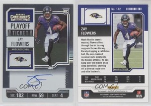 2023 Panini Contenders RPS Playoff Ticket /149 Zay Flowers #142 Rookie Auto RC