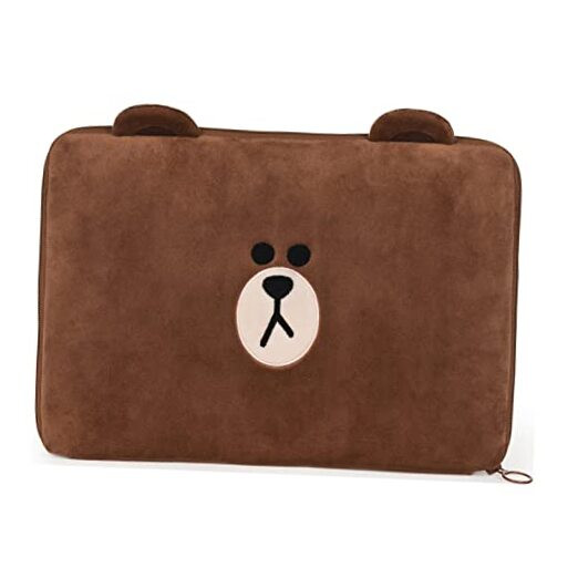 LINE Friends Brown Zippered Computer Laptop Soft Case, 10.5”H x 15”W