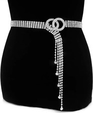 Rhinestone Chain Belt O Ring Crystal Women's Dress Party Jeans Waist Belts