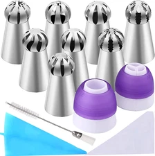 42 Pcs Russian Piping Tips Set, 8 Nozzles Flower Frosting Icing Tips Russian Bal