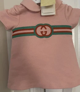 Robe rose G’s brodée entrelacée Gucci 3/6 mois neuve avec étiquette