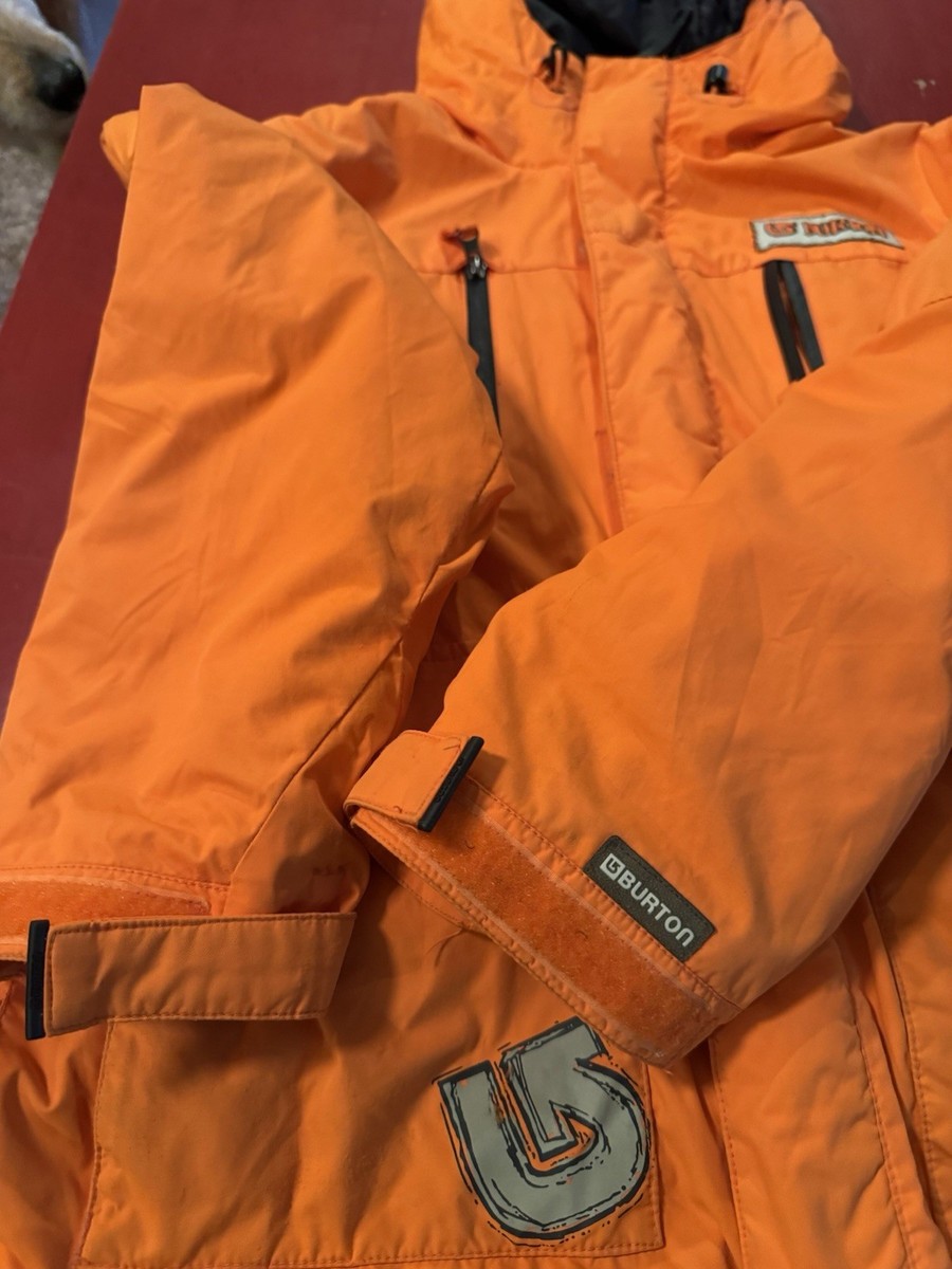 Burton Snowboard Ski Winter Jacket Lift Ticket Zipper Orange