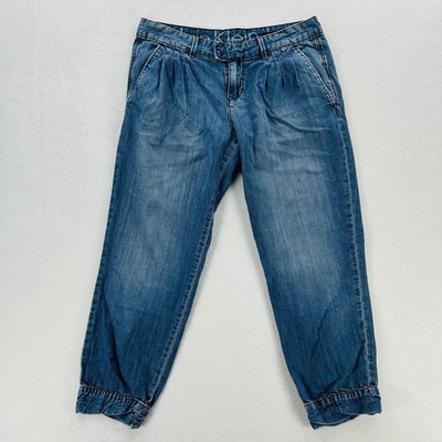 Calvin Klein Jeans Pants Womens 6 Blue Tencel Denim Jogger Pleated Cuff Ankle