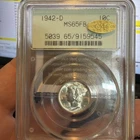 1942-D 10c FB PCGS MS65 FB Gold CAC