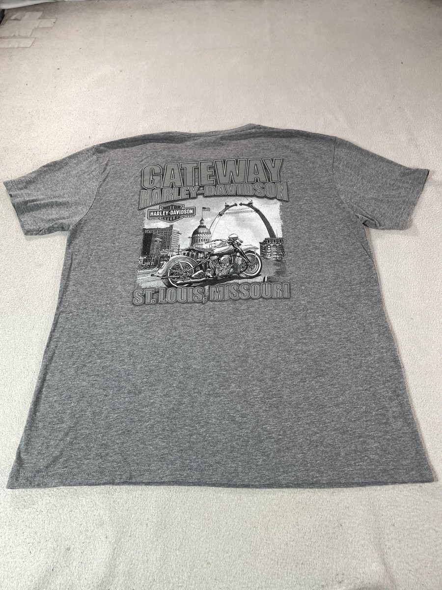 Harley Davidson Shirt Mens XL Gray Gateway St Louis Missouri Biker