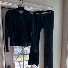 Juicy Couture Y2K Vintage Teal Velour Women's Hoodie M  Track Pants S
