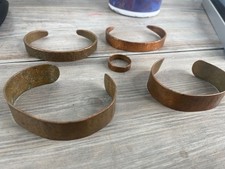 copper cuff bracelets four total and ring handcrafted