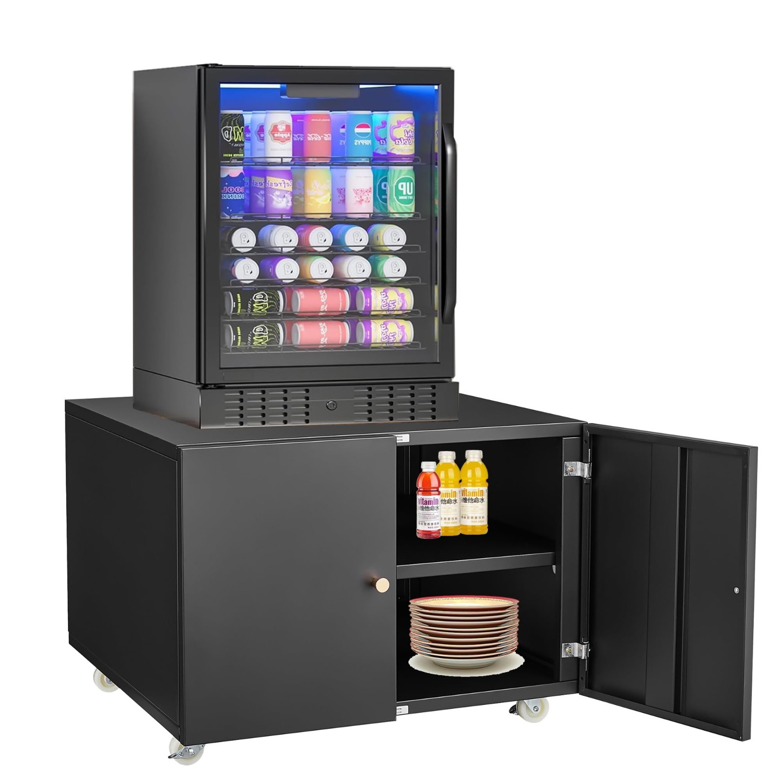 Stand With Storage Mobile Mini Fridge Shelf Refrigerator Sta