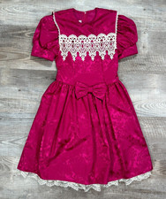 Vintage Jessica McClintock  Gunne Sax  Magenta Pink Girls Dress Size 12